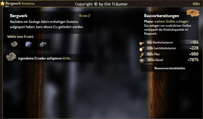 Bergwerk Erweiterung 1 Weitere Stollen schlagen