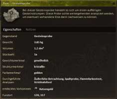 Gesteinsprobe Katzengold analysiert